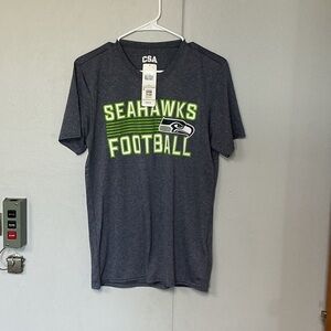 NFL Seahawks Charcoal Short Sleeve Tee with Neon Green Accent